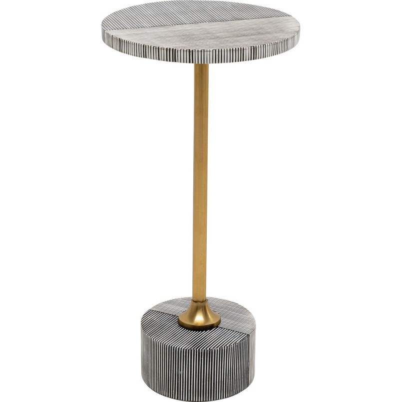 Table d'appoint ronde noire, blanche et dorée - Domero - Kare Design