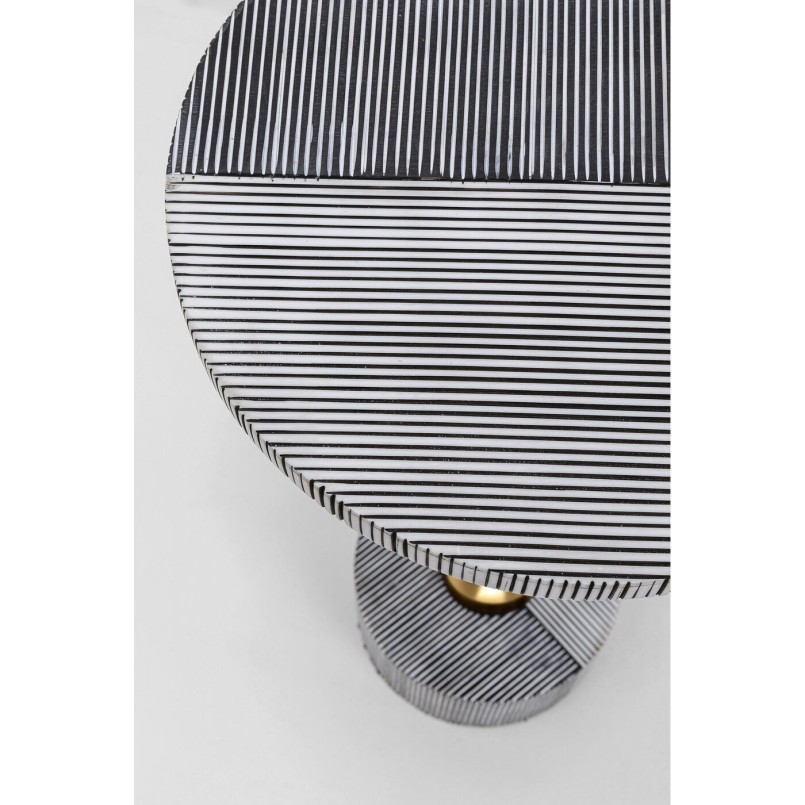 Table d'appoint ronde noire, blanche et dorée - Domero - Kare Design