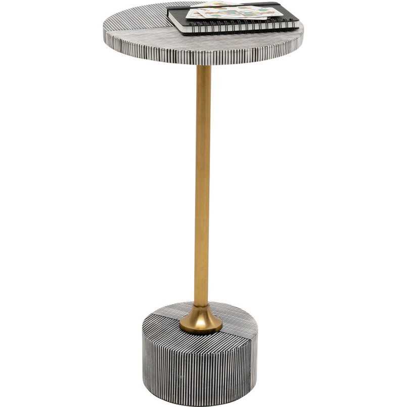 Table d'appoint ronde noire, blanche et dorée - Domero - Kare Design
