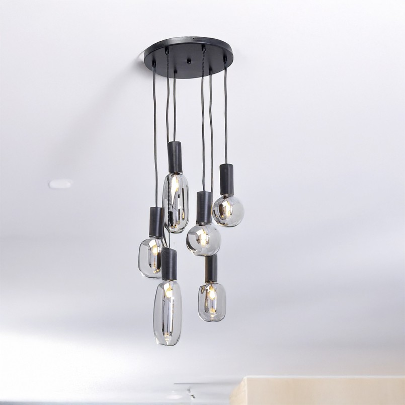 Suspension en verre argenté et acier noir - Romeo - Kare Design