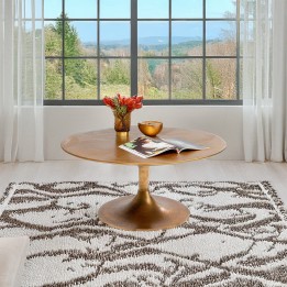 Round coffee table in antique gold aluminum - Marocco - Kare Design