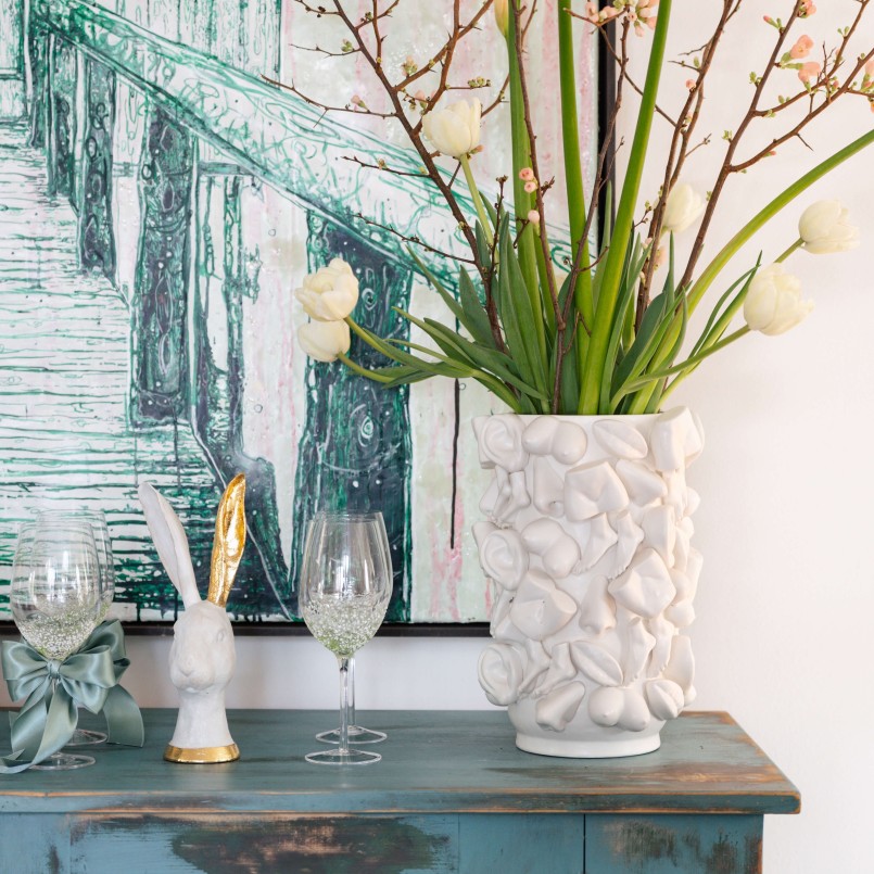 Déco tête de lapin blanche et doré - Kare Design