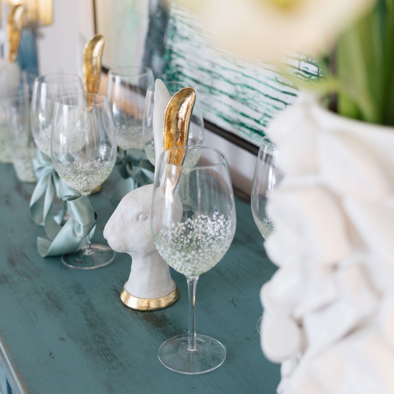 Versiering konijnenkop wit en goud - Kare Design