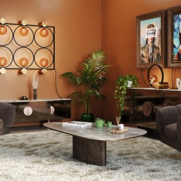 Stoneware and steel coffee table - Paso - Kare Design
