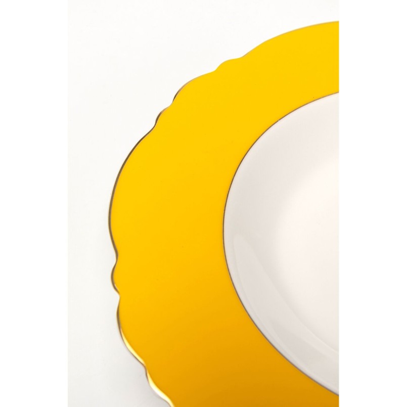 Assiette creuse Harlequin jaune Ø23cm