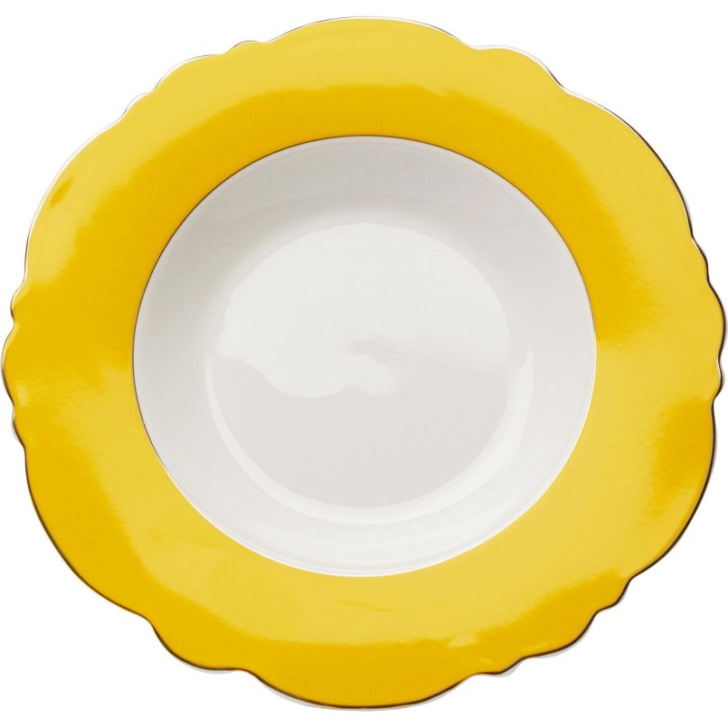 Assiette creuse Harlequin jaune Ø23cm