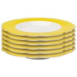 Assiettes creuses jaunes et blanches - Harlequin - Kare Design