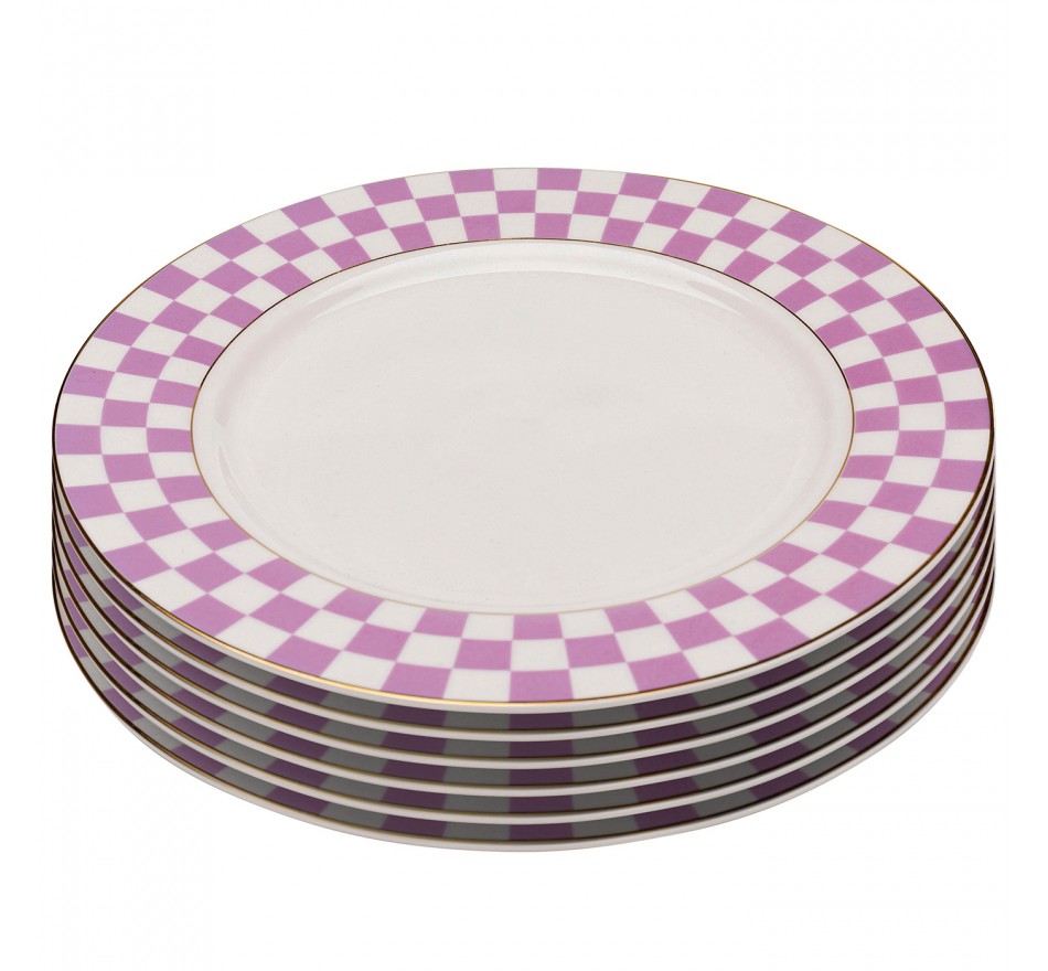 Borden Harlequin Ø21cm paars (6/set) Kare Design