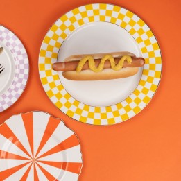 Assiettes en porcelaine jaune et blanche - Harlequin - Kare Design