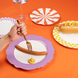 Assiettes rétro violettes et blanches - Harlequin - Kare Design