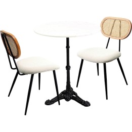 Ensemble table/chaises Bistro Rosalie crème (3/par