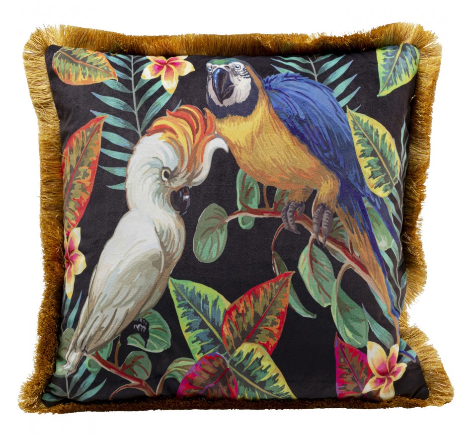 Kussen franje exotische vogels Kare Design