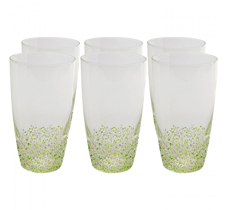 Water Glass Confetti green (6/set) Kare Design
