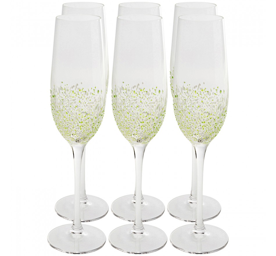 Champagne Glass Confetti green (6/set) Kare Design