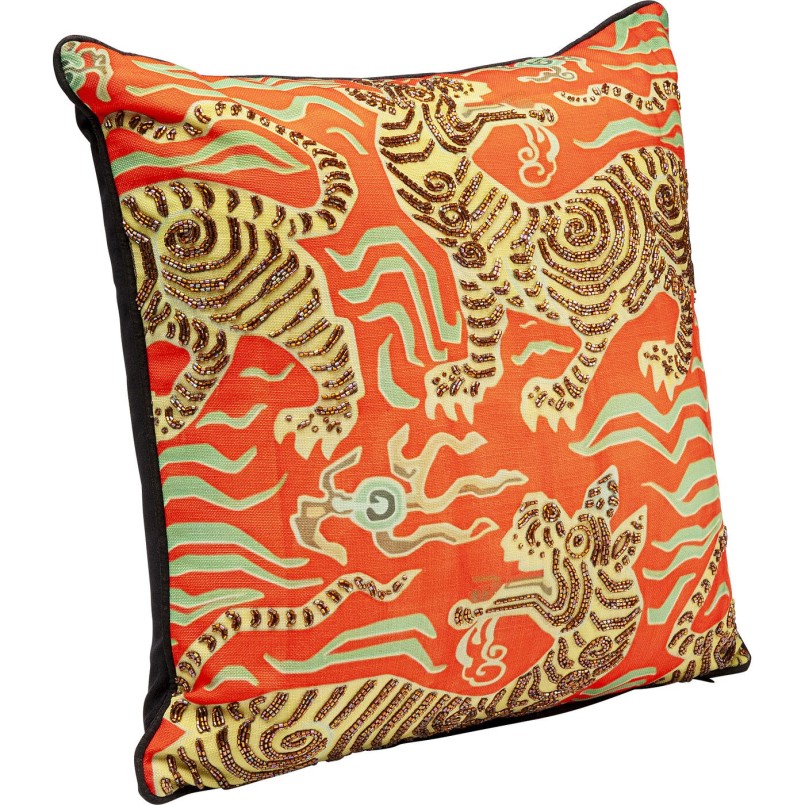Coussin Tiger Love rouge 45x45cm