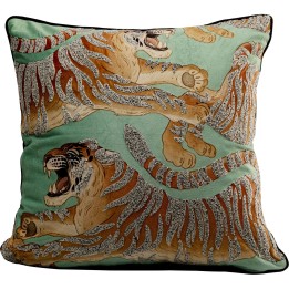 Coussin Tiger Love vert menthe 45x45cm