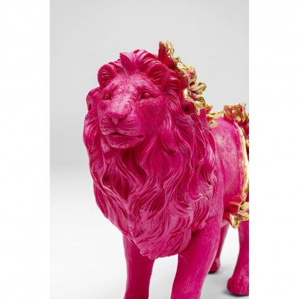 Déco lion rose fleurs 25cm Kare Design