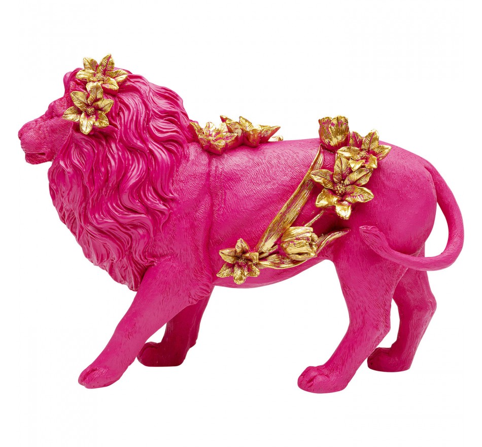 Woonaccessoires bloemen leeuw roze 25cm Kare Design