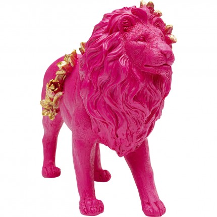 Déco lion rose fleurs 25cm Kare Design