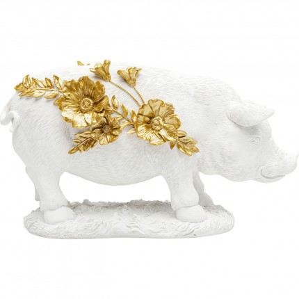 Deco white pig flowers 35cm Kare Design