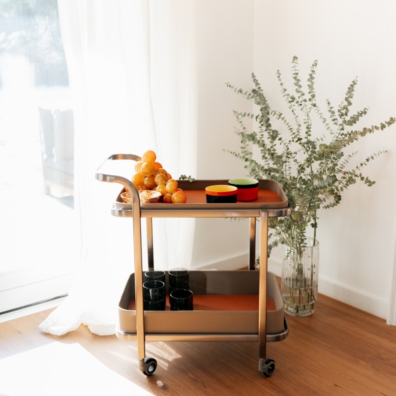 Desserte en acier et simili cuir - Tango - Kare Design