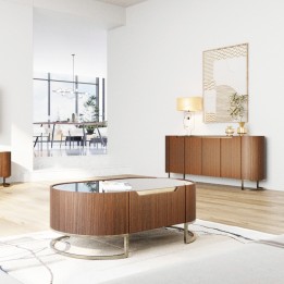 Wood and glass effect coffee table with drawer - Giorgio - Kare Design