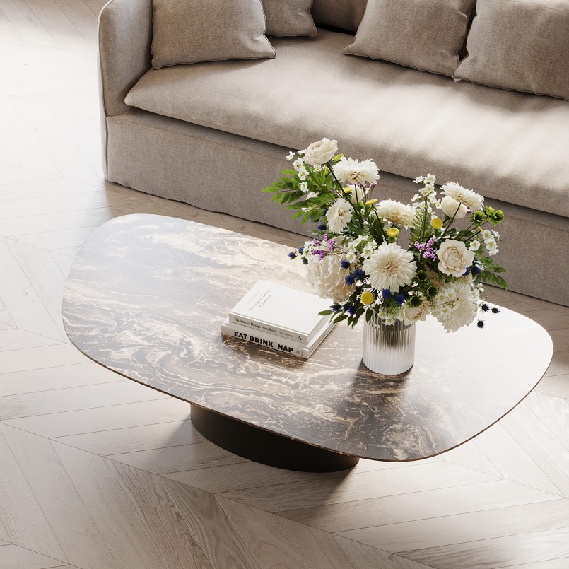 Salontafel van zandsteen en staal - Paso - Kare Design