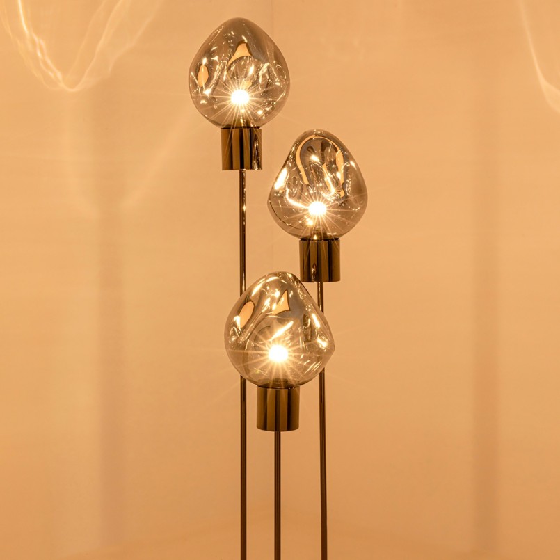 Lampadaire en verre argenté et marbre noir - Supernova - Kare Design