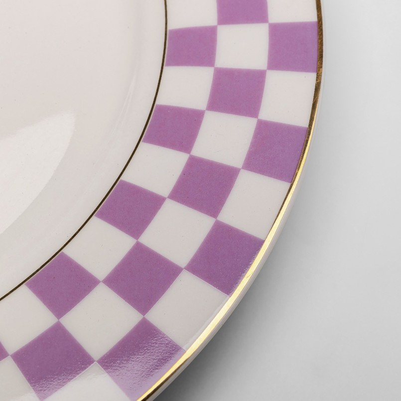 Assiettes rétro violettes et blanches - Harlequin - Kare Design