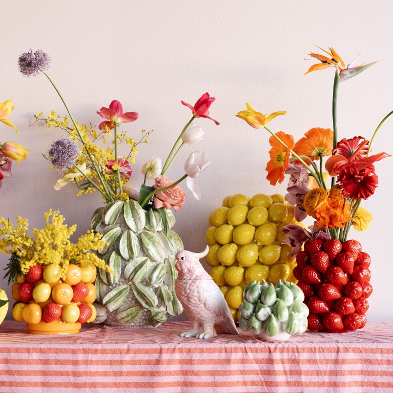 Vase en porcelaine oranges, fraises et citrons - Kare Design