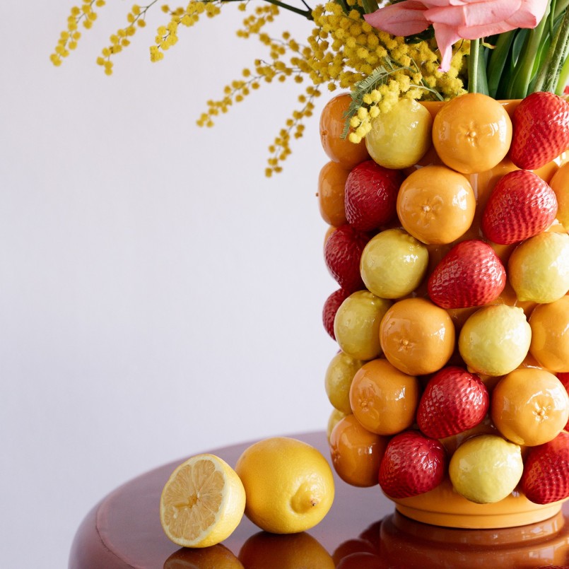 Vase en porcelaine oranges, fraises et citrons - Kare Design