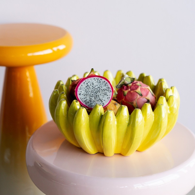 Coupe jaune bananes en céramique - Kare Design