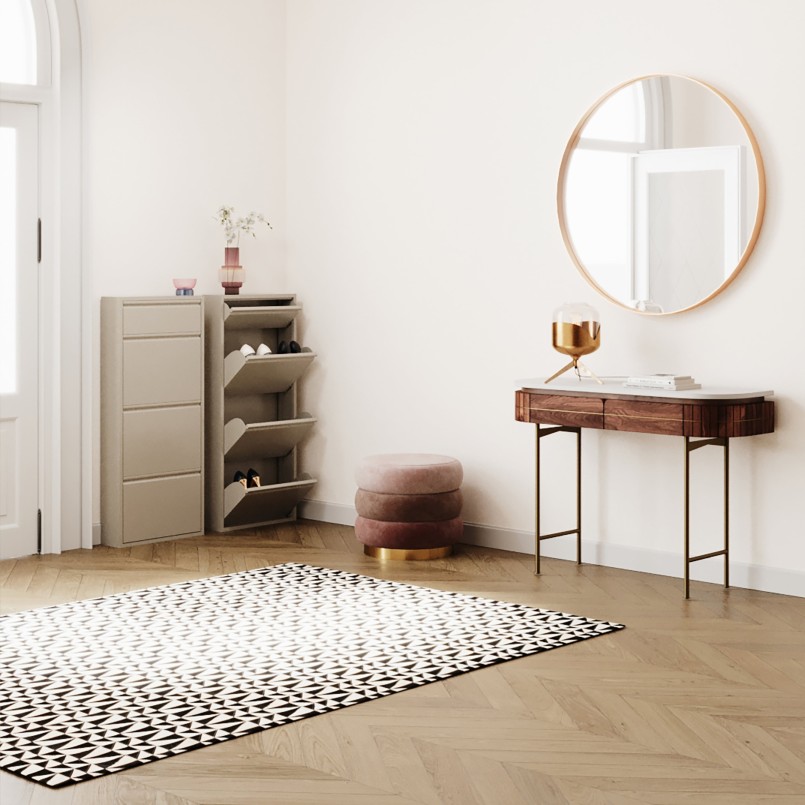 Console en manguier massif et marbre blanc - Grace - Kare Design