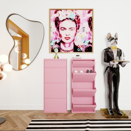 Tableau muse mexicaine rose strass et papillons - La Viva - Kare Design
