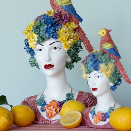 Déco femme fleurs perroquet 28cm Kare Design