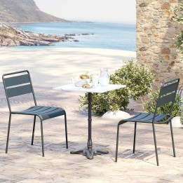 Eettafel van wit marmer en zwart staal - Bistrot - Kare Design