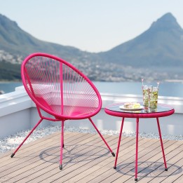 Fauteuil de jardin rose et table d'appoint - Acapulco - Kare Design
