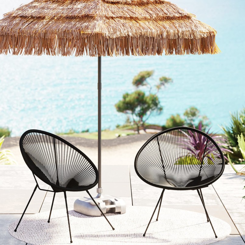 Fauteuil de jardin Acapulco noir en acier poudré - Chaise d'extérieur