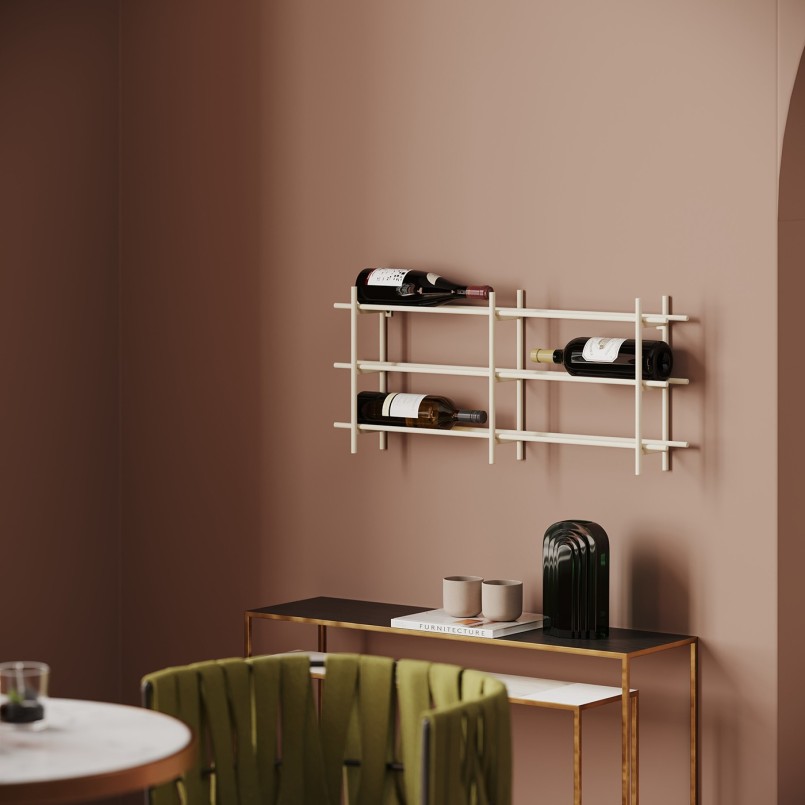 Porte-bouteille mural beige en acier - Cape Town - Kare Design