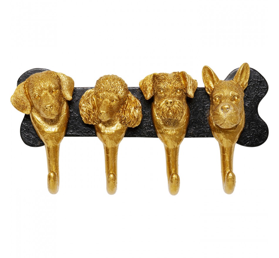 Wand Kapstok honden 31cm goud Kare Design