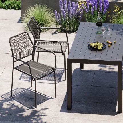 Outdoor chair with armrests Madagascar black Kare Design