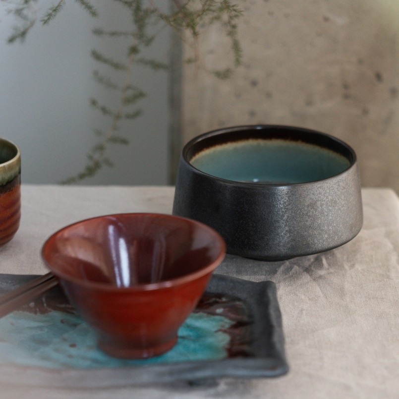 Red and black earthenware bowls - Ari - Kare Design
