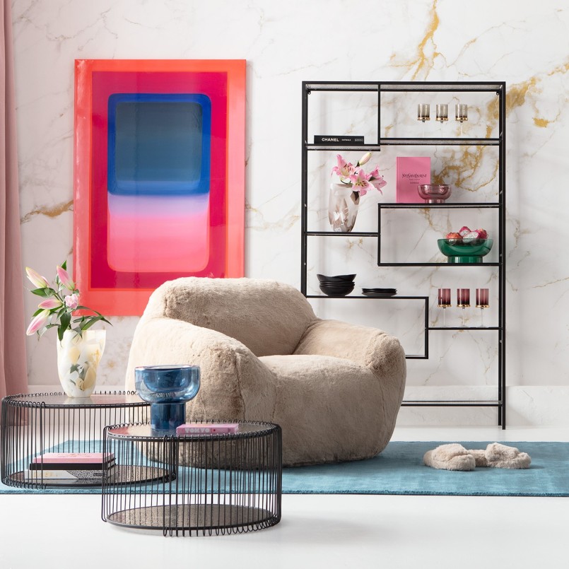 Fauteuil in crème imitatiebont - Mika - Kare Design