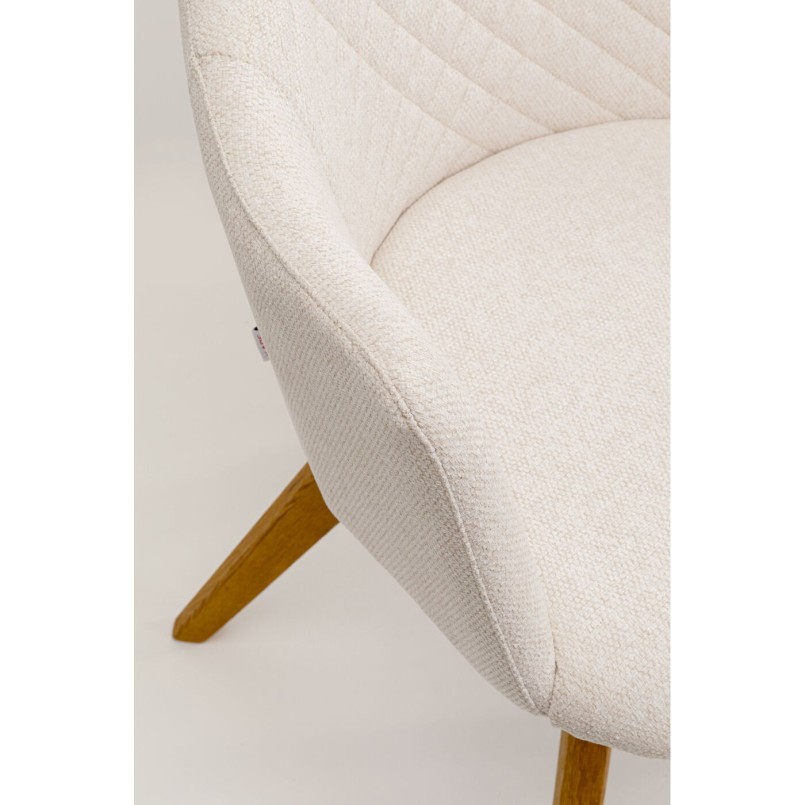 Draaistoel met armleuningen Coco creme en eik Kare Design