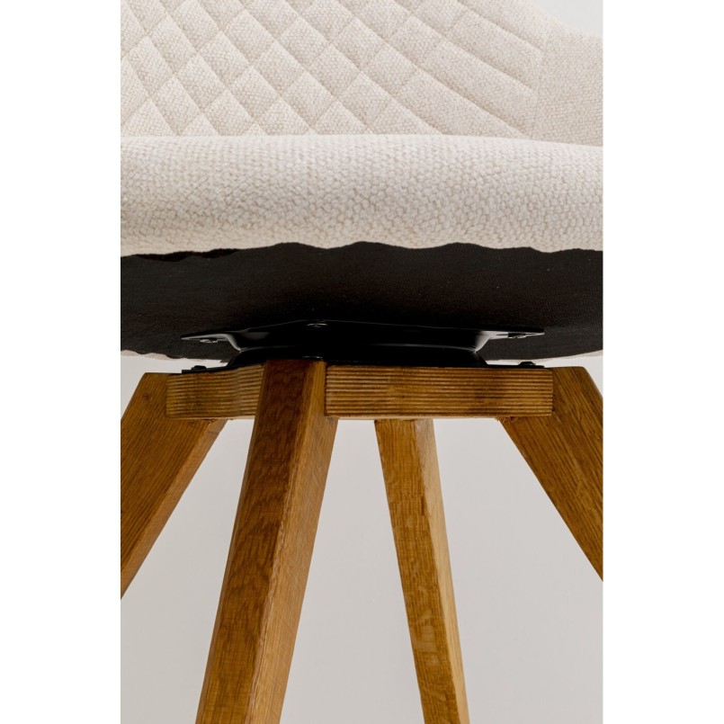 Draaistoel met armleuningen Coco creme en eik Kare Design