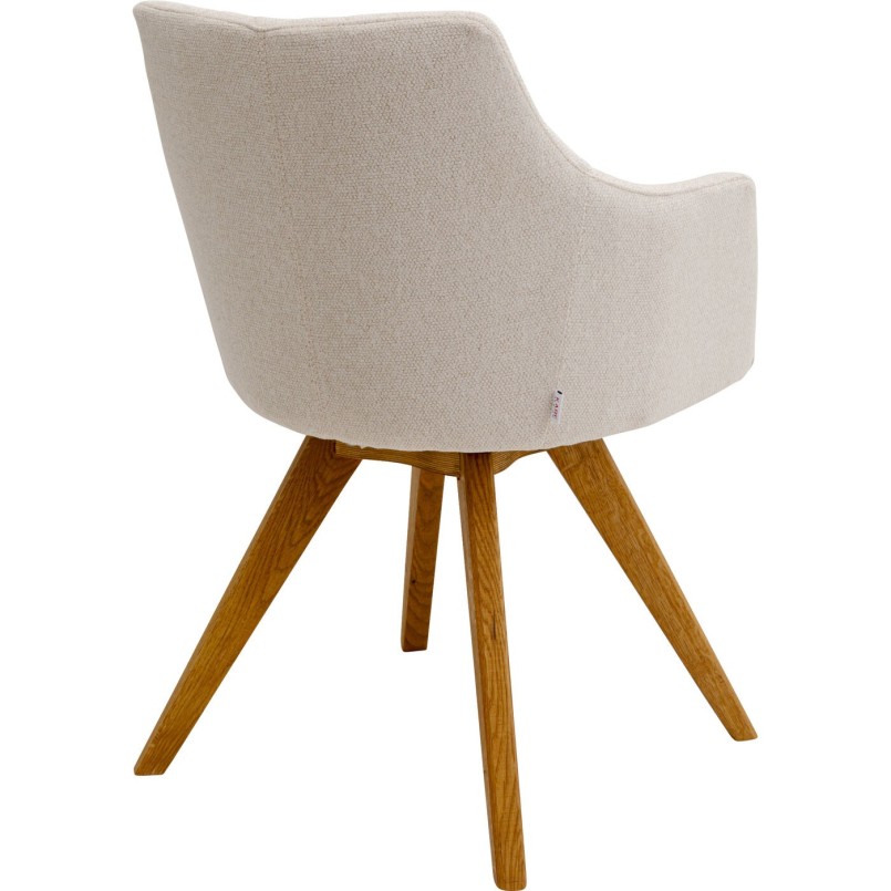 Draaistoel met armleuningen Coco creme en eik Kare Design