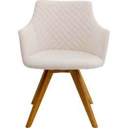 Draaistoel met armleuningen Coco creme en eik Kare Design