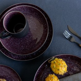 Bols en grès noir, violet et blanc - Alissa - Kare Design