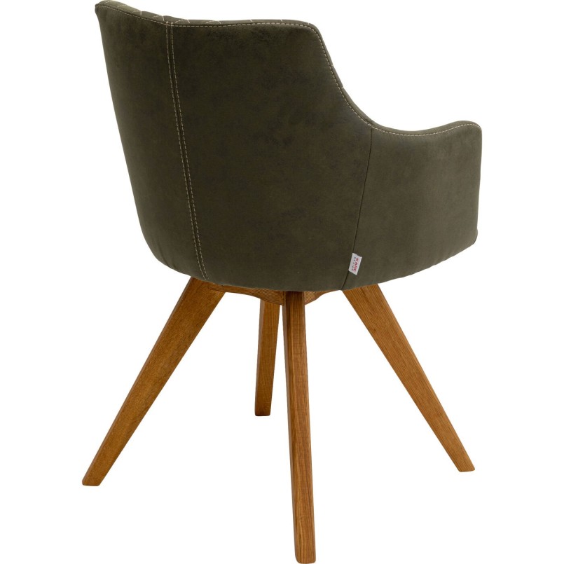 Chaise avec accoudoirs pivotante verte et chêne - Coco - Kare Design