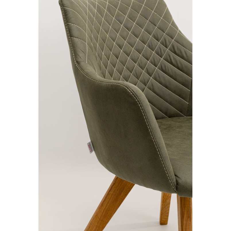 Chaise avec accoudoirs pivotante verte et chêne - Coco - Kare Design